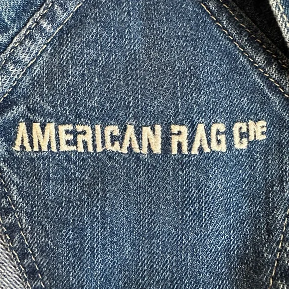 American Rag Cie Distressed Blue Wash Denim Jean Overalls Jr Size 3 Country Boho - Picture 2 of 10